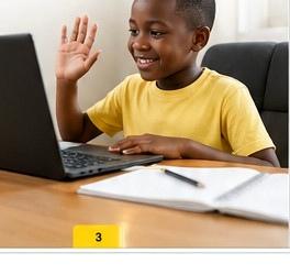 Child participating in remote learning on a laptop